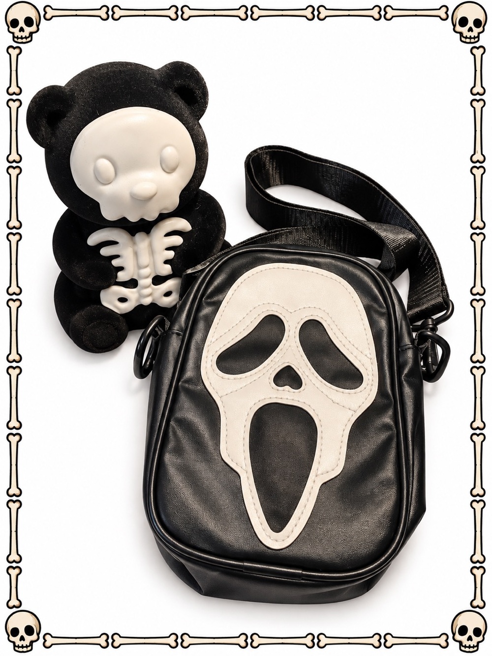 Skull Crossbody Purse with Skull Plushie